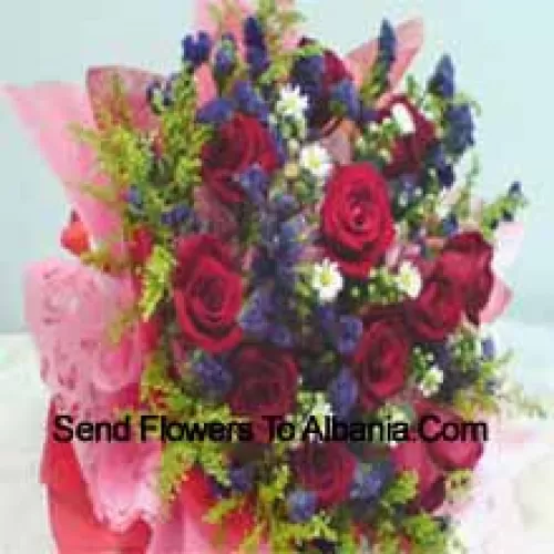 Beautifully Wrapped Bunch Of 11 Red Roses